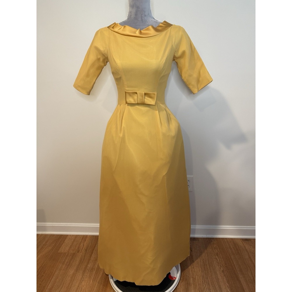 Vintage 1960s Lorrie Deb Formal Full Length Evening Dress Gown Chiffon Overlay S - Picture 2 of 14